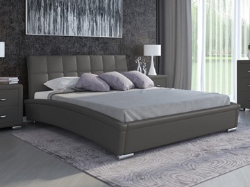 Спальная кровать Corso-1L 200x200, Экокожа (Темно-серый) в Магадане
