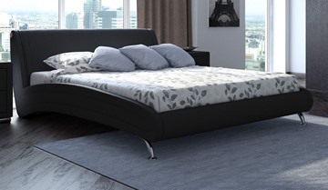 Двуспальная кровать Corso-2 140х200, Экокожа (Черный) в Магадане
