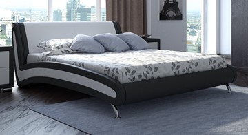 Кровать спальная Corso-2 140х200, Экокожа (Черный с белым) в Магадане