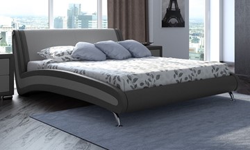 Спальная кровать Corso-2 140х200, Экокожа (Темно-серый с серым) в Магадане