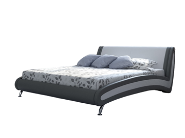 Кровать в спальню Corso-2 140х200, Экокожа (Серый с белым) в Магадане - предосмотр