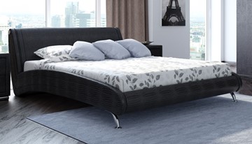 Кровать в спальню Corso-2 160х200, Экокожа (Кайман черный) в Магадане