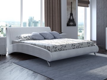 Спальная кровать Corso-2 180х200, Экокожа (Кайман белый) в Магадане