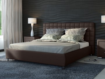 Кровать в спальню Corso-3 140x200, Экокожа (Коричневый) в Магадане