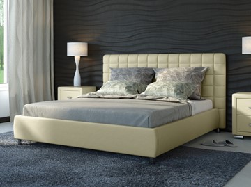 Кровать в спальню Corso-3 140x200, Экокожа (Кремовый) в Магадане