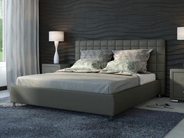 Двуспальная кровать Corso-3 160х200, Экокожа (Темно-серый) в Магадане