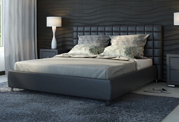 Кровать спальная Corso-3 200x200, Экокожа (Черный) в Магадане