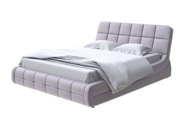 Спальная кровать Corso-6 160х200, Экокожа (Серебристый перламутр) в Магадане