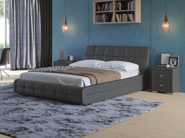 Спальная кровать Corso-6 160х200, Экокожа (Темно-серый) в Магадане - предосмотр