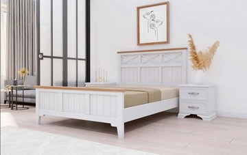 Спальная кровать Грация-5 карниз сосна (Белый Античный) 160х200 в Магадане