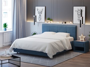 Двуспальная кровать Lino 180х200, Велюр (Monopoly Прованский синий (792)) в Магадане - предосмотр