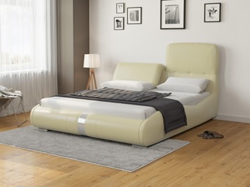 Кровать 2-спальная Лукка 160х200, Экокожа (Кремовый) в Магадане