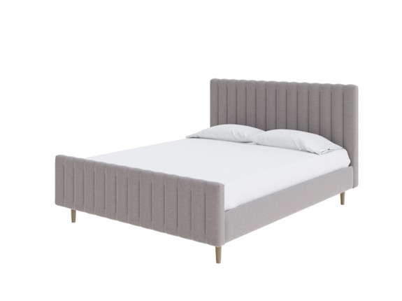Кровать двуспальная Madison 140x200, Искусственная шерсть (Лама Светло-серый) в Магадане - изображение