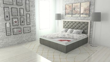 Кровать спальная Манхэттен 160х200 (с основанием), высота спинки - 130 см в Магадане - предосмотр 1
