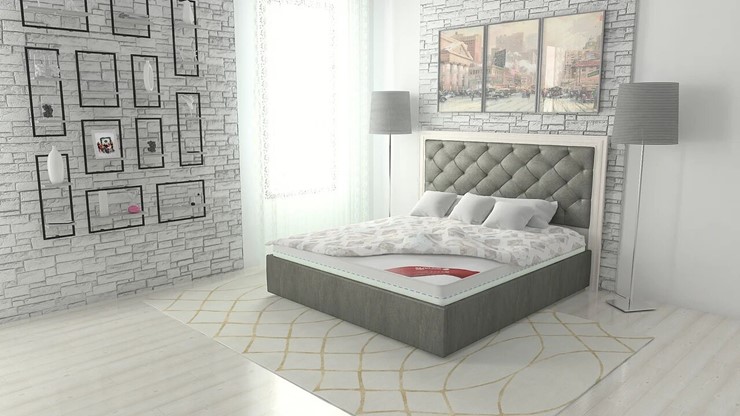 Кровать спальная Манхэттен 160х200 (с основанием), высота спинки - 130 см в Магадане - изображение 1