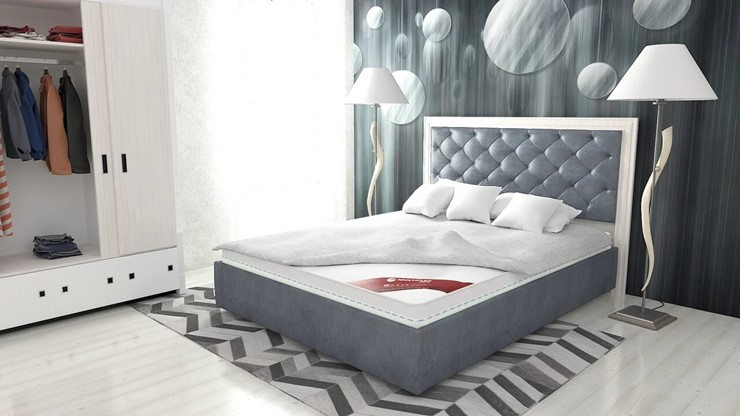Кровать спальная Манхэттен 160х200 (с основанием), высота спинки - 130 см в Магадане - изображение 8