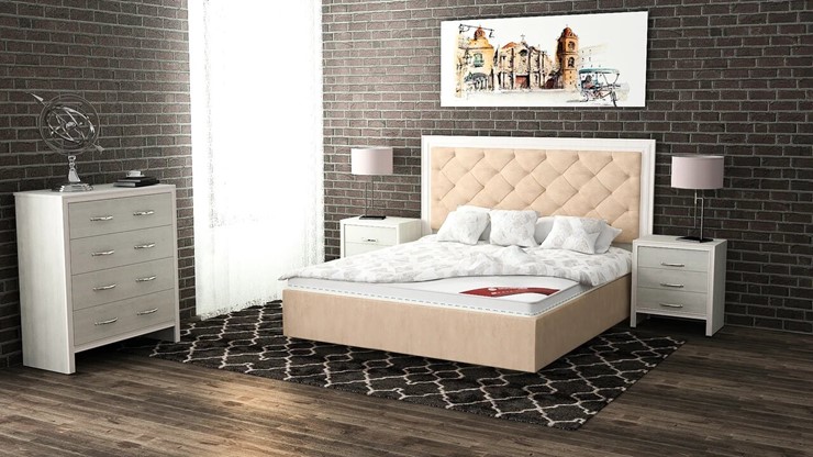 Двуспальная кровать Манхэттен 160х200 (с основанием), высота спинки - 140 см в Магадане - изображение 5