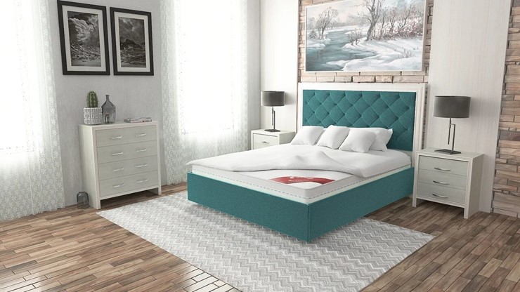 Спальная кровать Манхэттен 180х200 (с основанием), с высотой спинки - 140 см в Магадане - изображение 6