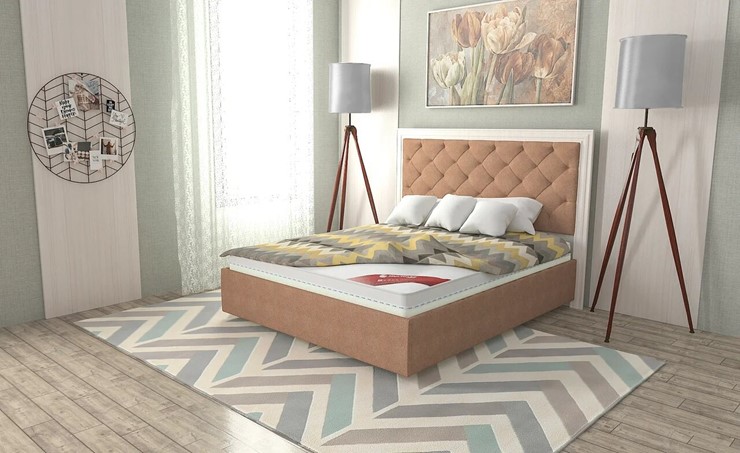 Спальная кровать Манхэттен 180х200 (с основанием), с высотой спинки - 140 см в Магадане - изображение 9