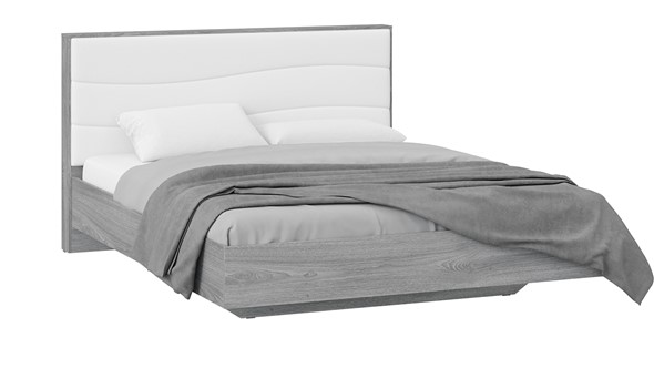 Кровать двуспальная Миранда тип 1 (Дуб Гамильтон/Белый глянец) в Магадане - изображение