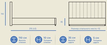 Спальная кровать Палермо 160х200 с подъемным механизмом в Магадане - предосмотр 10