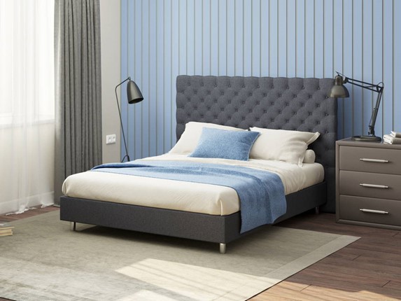 Кровать 2-спальная Paris Boxspring Standart 200х200, Рогожка (Savana Grey (серый)) в Магадане - изображение