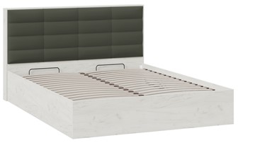Кровать 2-спальная Агата тип 1 (Дуб крафт белый, Велюр Серый) в Магадане - предосмотр 1