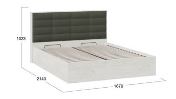 Кровать 2-спальная Агата тип 1 (Дуб крафт белый, Велюр Серый) в Магадане - предосмотр 4