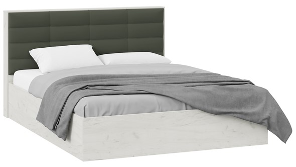 Кровать 2-спальная Агата тип 1 (Дуб крафт белый, Велюр Серый) в Магадане - изображение