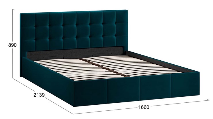 Спальная кровать с подъемным механизмом Эмма с заглушиной (Велюр Confetti Izumrud) в Магадане - изображение 4