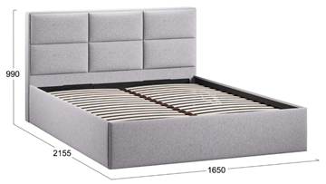 Кровать в спальню с подъемным механизмом с заглушиной Стелла тип 1 (Микровелюр Jercy Silver) в Магадане - предосмотр 3