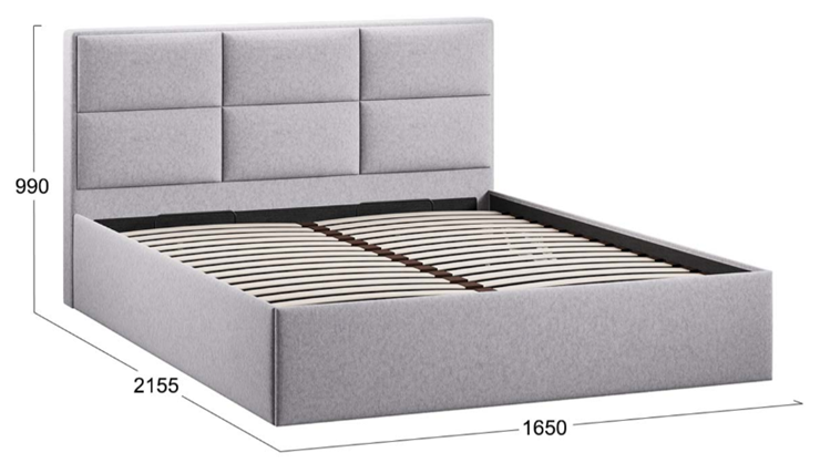 Кровать в спальню с подъемным механизмом с заглушиной Стелла тип 1 (Микровелюр Jercy Silver) в Магадане - изображение 3
