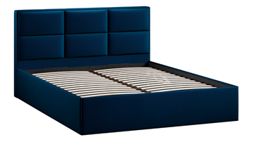 Кровать в спальню с подъемным механизмом с заглушиной Стелла тип 1 (Велюр Confetti Blue) в Магадане - предосмотр 1
