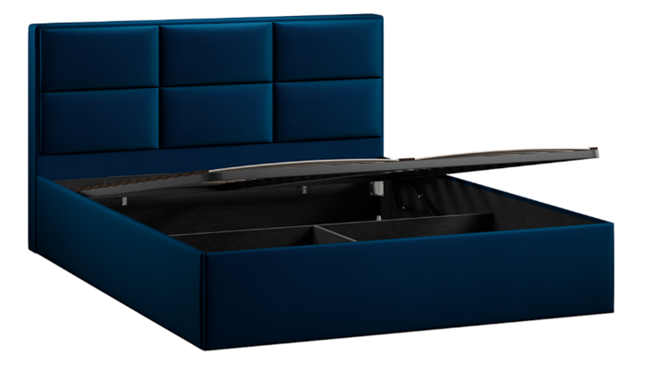 Кровать в спальню с подъемным механизмом с заглушиной Стелла тип 1 (Велюр Confetti Blue) в Магадане - изображение 2