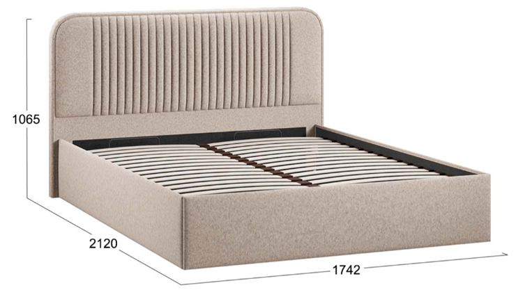 Кровать в спальню с подъемным механизмом с заглушиной Тиффани тип 1 (Микровелюр Jercy Cream) в Магадане - изображение 3