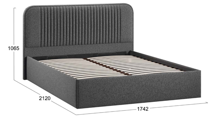Кровать в спальню с подъемным механизмом Тиффани тип 1 (Микровелюр Jercy Graphite) в Магадане - изображение 3