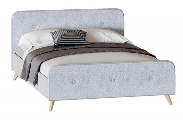 Кровать двуспальная Сиерра 1600 (с подъемным механизмом и коробом) Аура серый в Магадане - изображение