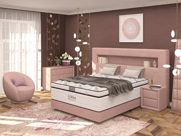 Кровать 2-х спальная Smart/Podium M 160х200, Флок (Велсофт Винтажный розовый) в Магадане