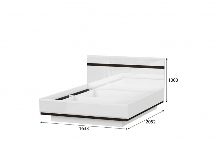 Кровать в спальню Соло универсальная 1,6х2,0, белый/белый глянец/венге в Магадане - изображение 1