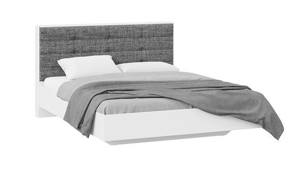 Кровать Тесса (Белый Жемчуг/Рогожка серая) в Магадане - изображение
