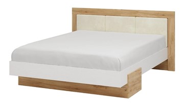 Кровать спальная Тоскана 1600 (Дуб крафт золотой/Белый поры глубокие) с основанием в Магадане - предосмотр