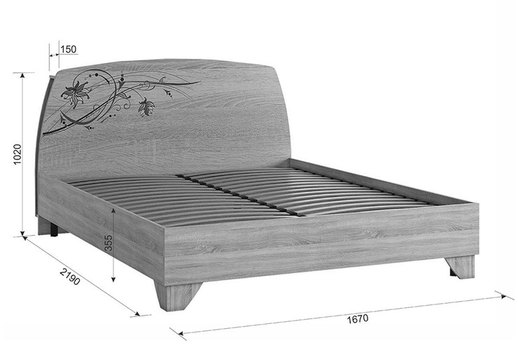 Кровать спальная Виктория-1 1.6, Дуб крафт золотой в Магадане - изображение 3