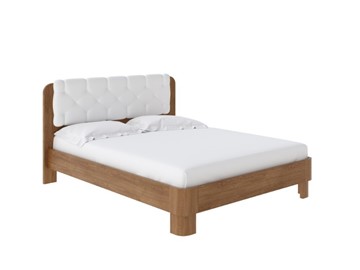 Кровать спальная Wood Home 1 160х200, Антик сосна/Экокожа Белый в Магадане