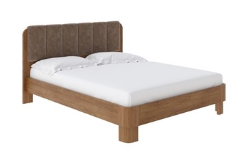 Спальная кровать Wood Home 2, 160х200, Флок (Антик (сосна) с брашированием/Бентлей Какао) в Магадане