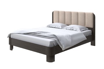 Двуспальная кровать Wood Home 2 200х200, Микрофибра (Венге (сосна) с брашированием/Diva Латте) в Магадане