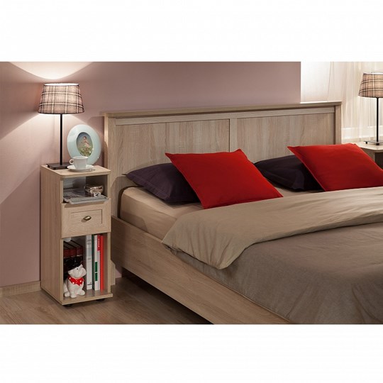 Кровать полутороспальная Sherlock 43 + 3.1 Основание с гибкими ламелями металл 1400, Дуб Сонома в Магадане - изображение 1