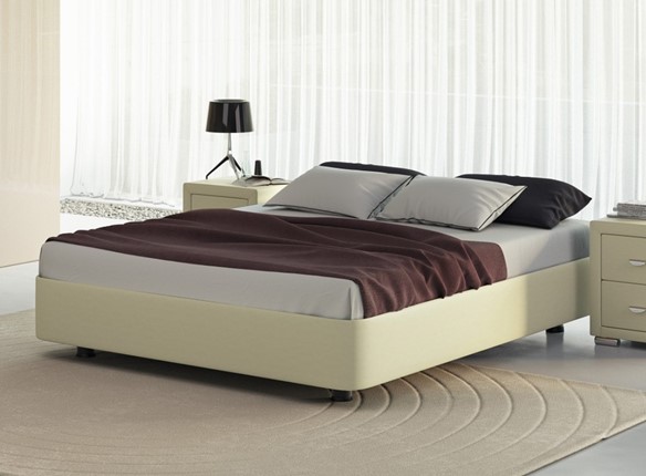 Кровать в спальню Rocky Base 160x200, Экокожа (Кремовый) в Магадане - изображение