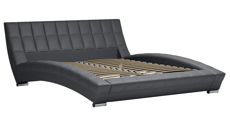 Кровать спальная Оливия 160 арт. Марика 485 к/з (серый) с основанием в Магадане - изображение 1