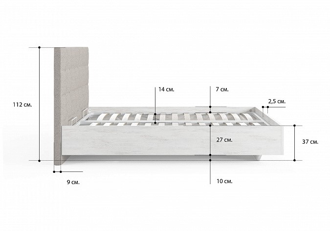 Кровать с подъемным механизмом Luiza (ясмунд) 140х190 в Магадане - изображение 3
