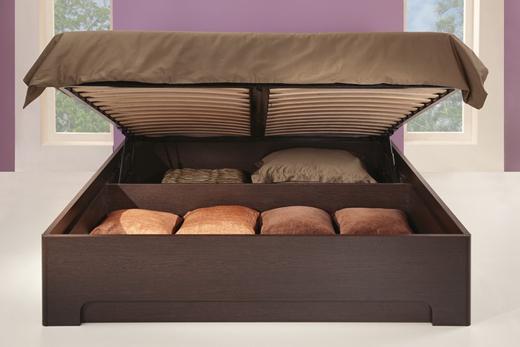 Кровать с подъемным ортопедическим основанием Парма-3 1400,  венге / экокожа caiman темный в Магадане - изображение 3